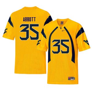 Men's West Virginia Mountaineers NCAA #35 Jake Abbott Yellow Authentic Nike Retro Stitched College Football Jersey TW15E17KY